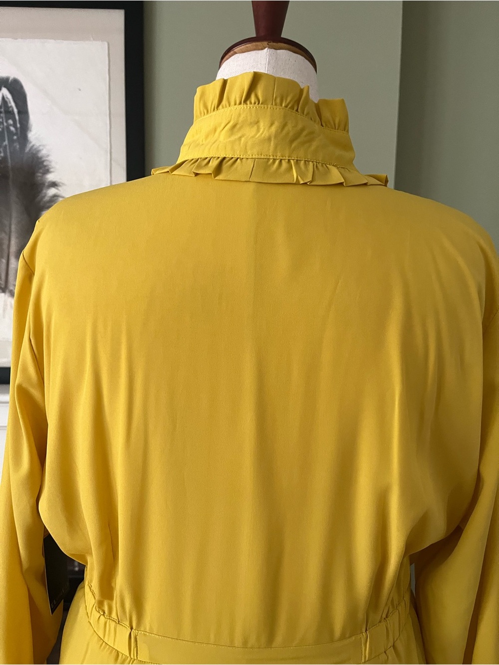 ELOQUII Studio Golden Mustard Ruffle Tie-Neck Dress | NWT | Size 20 - Picture 4 of 11